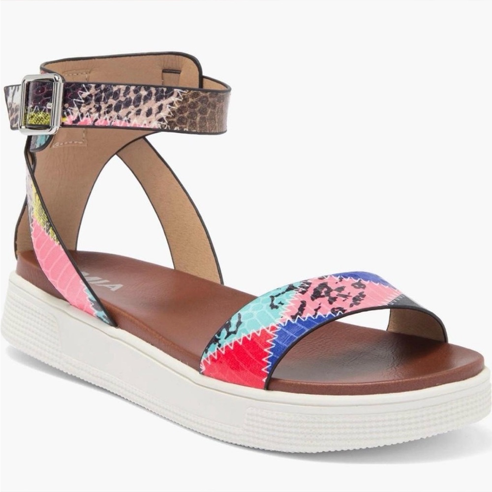 Mia Ellen Colorful Snake Print Comfort Flatform Wedge Sandals size 9
